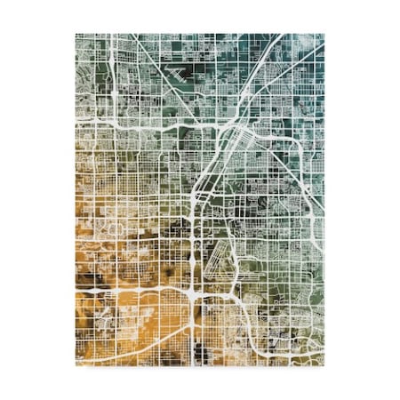 Michael Tompsett 'Las Vegas City Street Map Teal Orange' Canvas Art,14x19